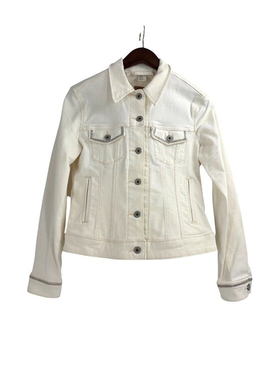 Levi’s Jackets & Blazers - Levis Womens Small Denim Jacket Ivory Button-Front Silver Trim Casual Western